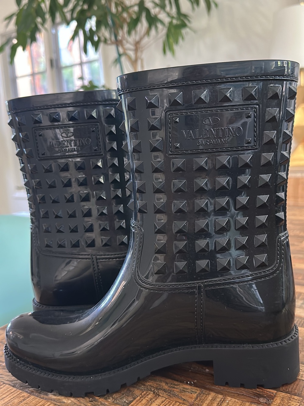 Valentino Rockstud Rubber Rain Boots